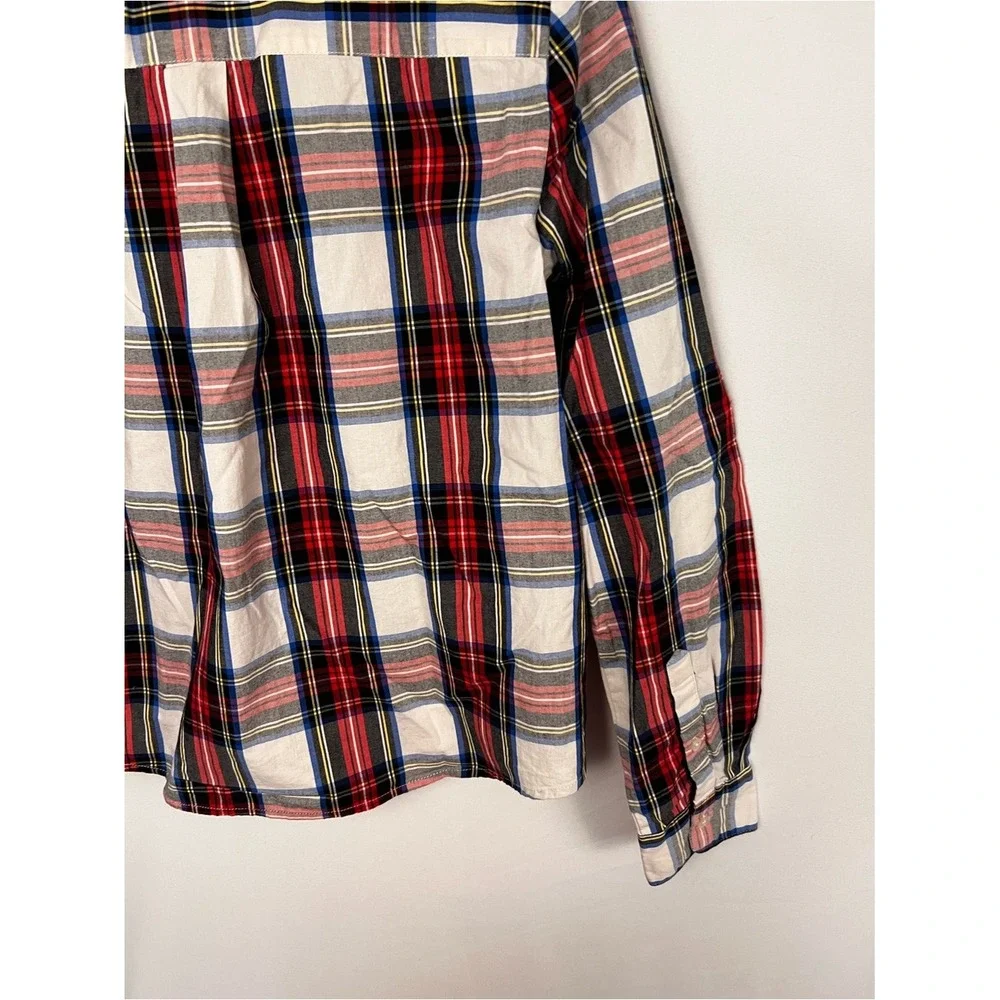 J. Crew Women's Red & White‎ Plaid Tartan model Button Down Shirt XS
